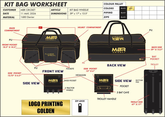 Adult Wheel Bag — black and gold